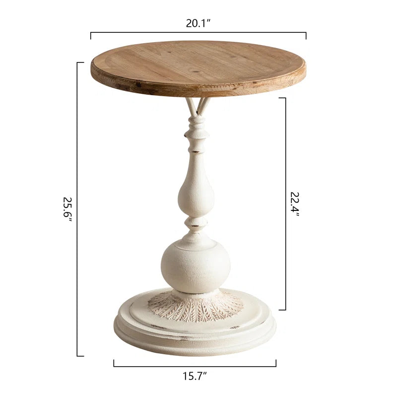 Alice 25.6-inch Round Pedestal End Table