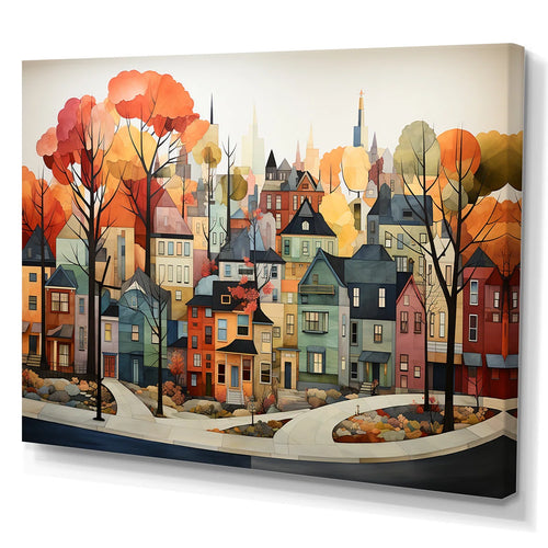 Autumn Vintage Orange Village - City New York Wall Art