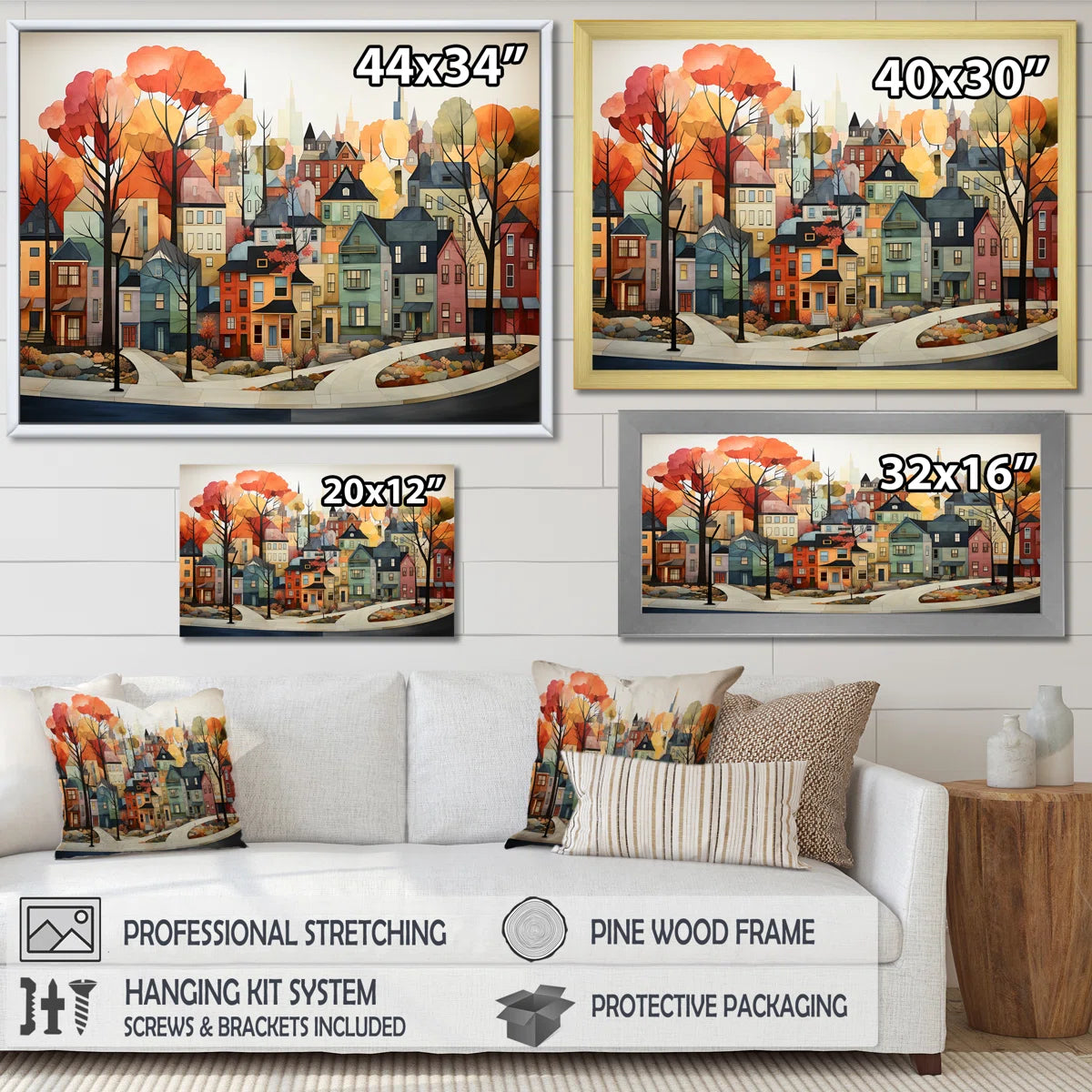 Autumn Vintage Orange Village - City New York Wall Art