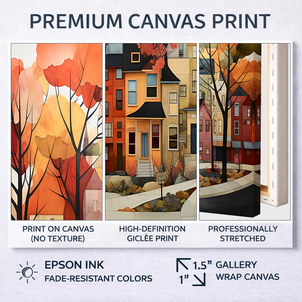 Autumn Vintage Orange Village - City New York Wall Art