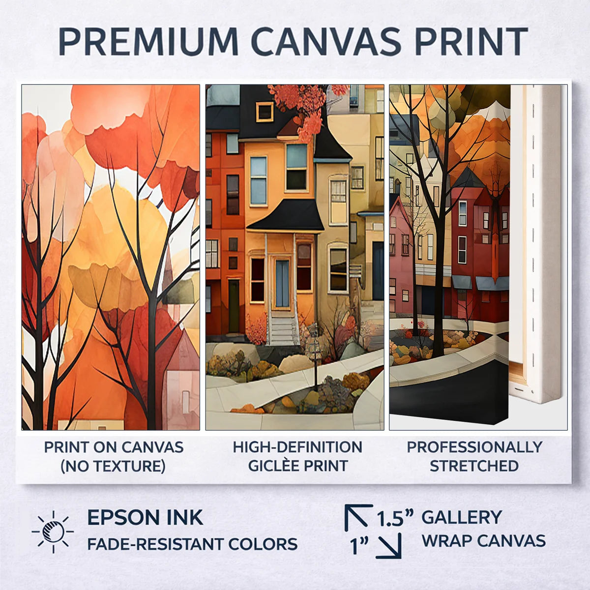 Autumn Vintage Orange Village - City New York Wall Art
