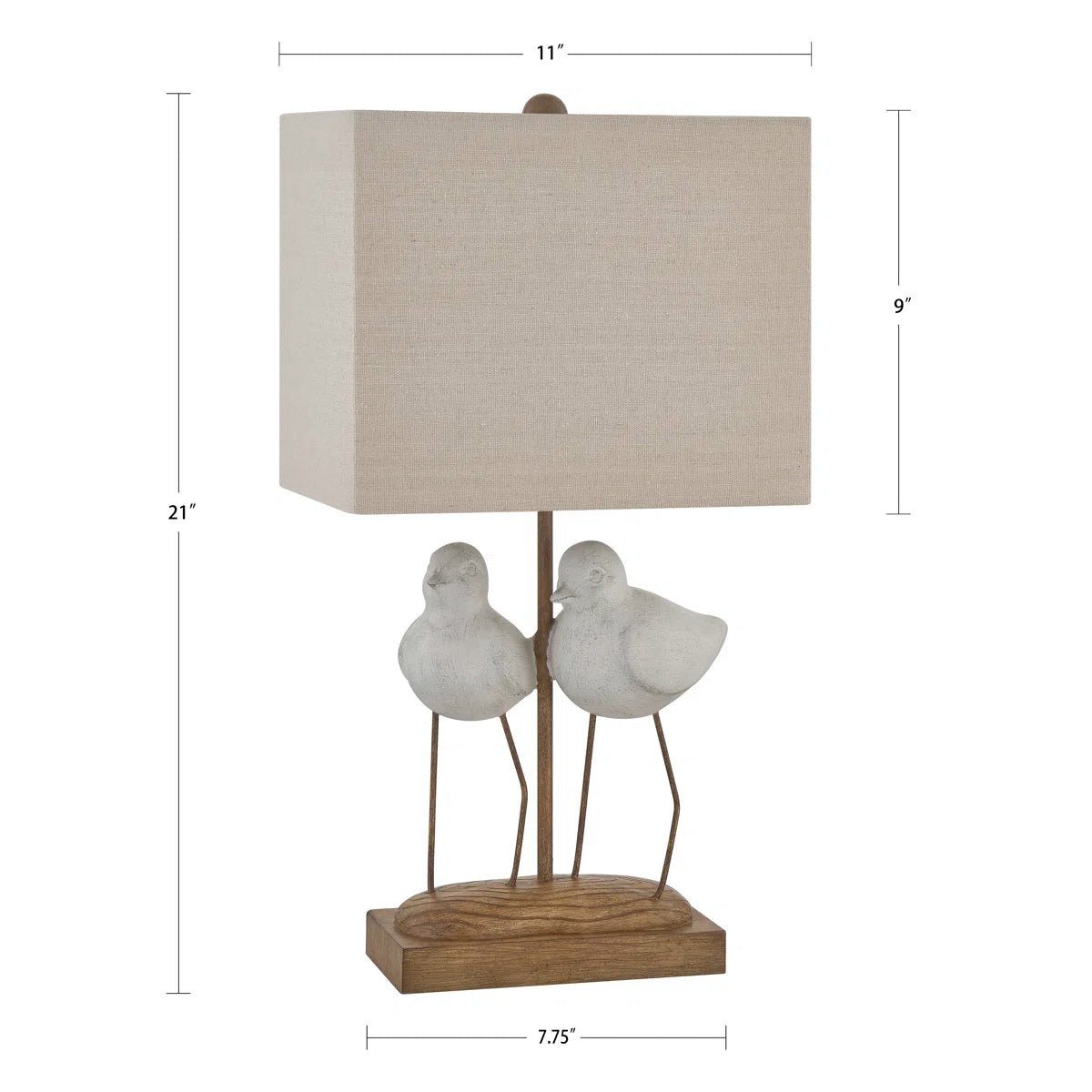20" White Resin Birds Table Lamp With Shade