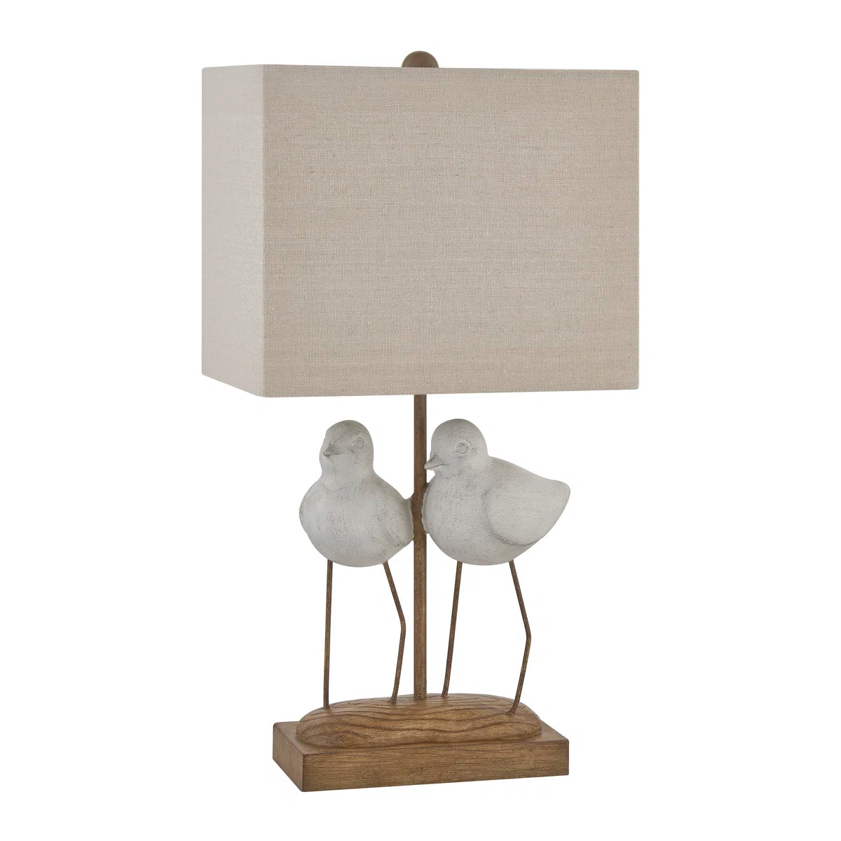 20" White Resin Birds Table Lamp With Shade
