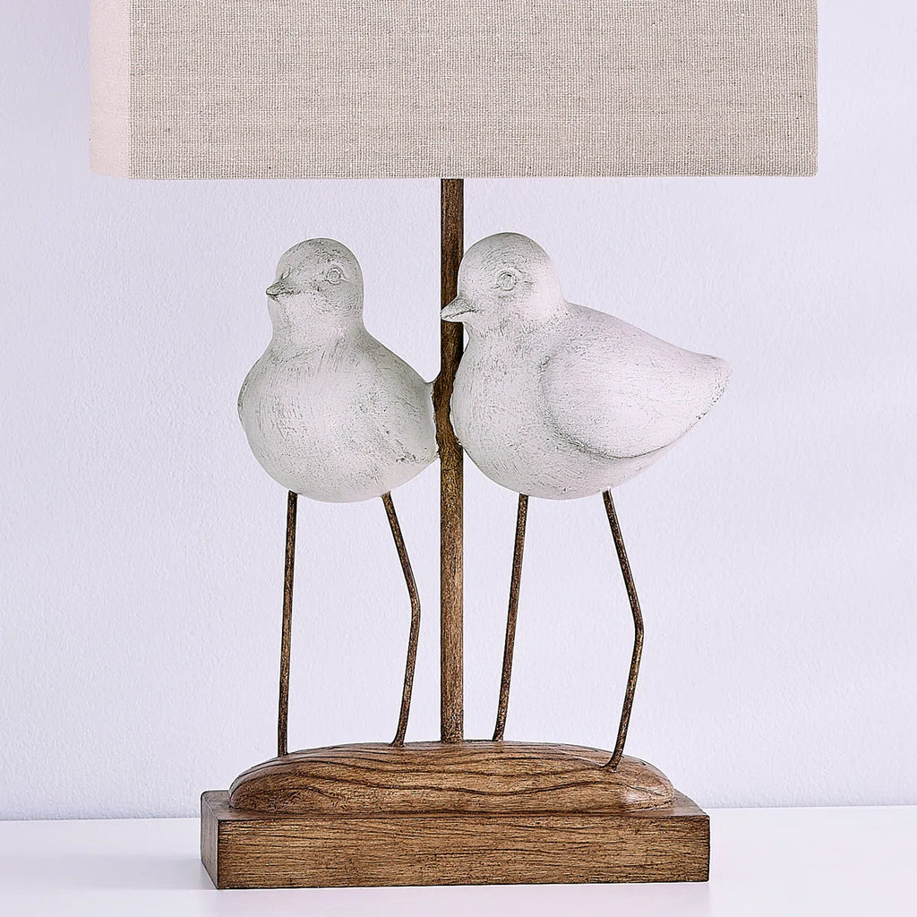 20" White Resin Birds Table Lamp With Shade