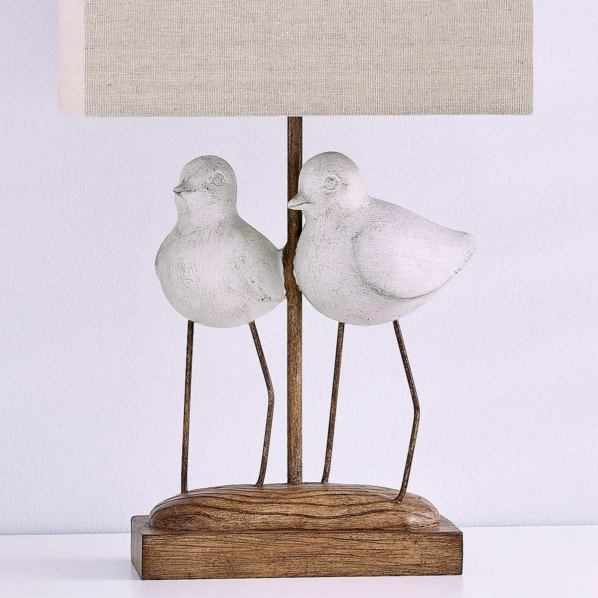 20" White Resin Birds Table Lamp With Shade