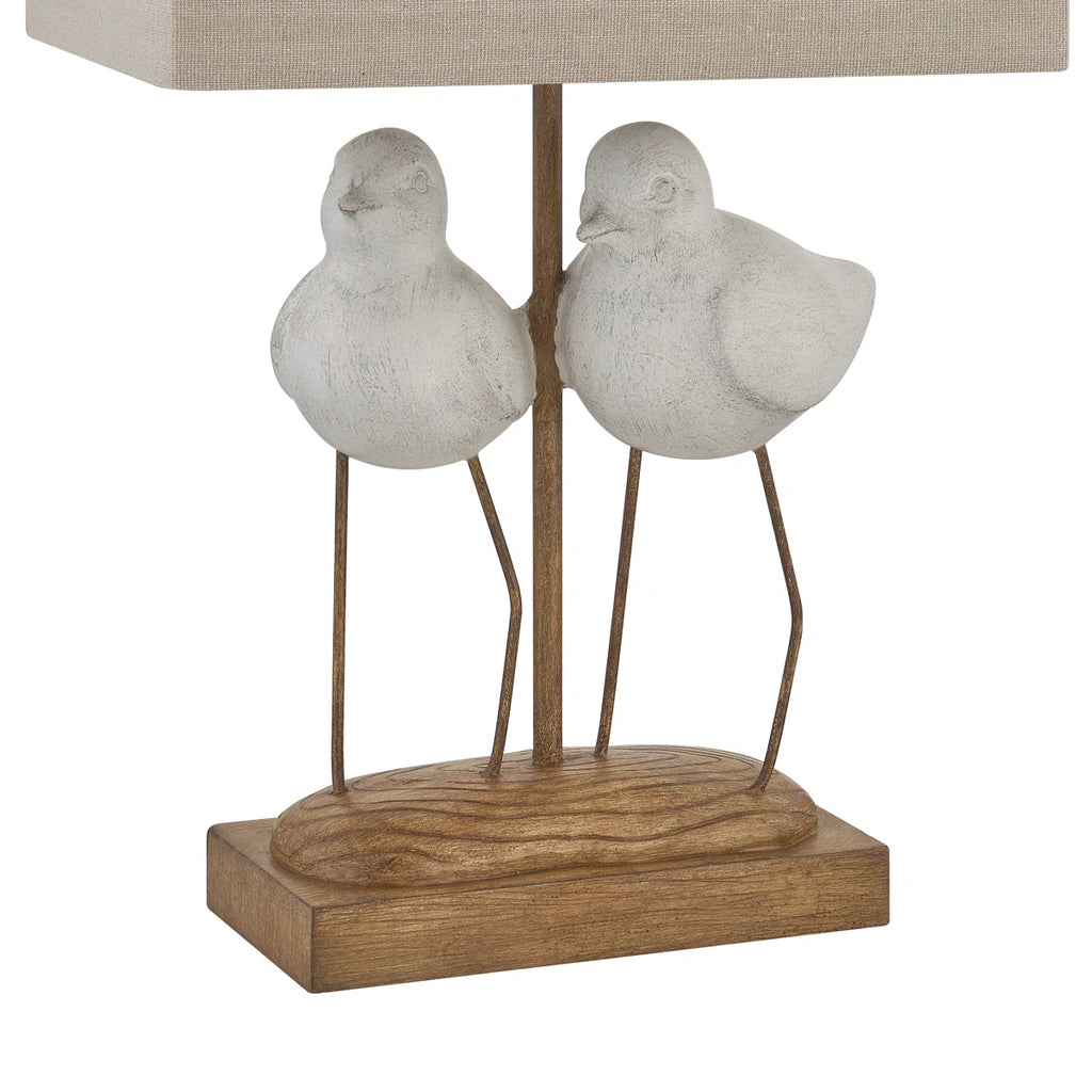 20" White Resin Birds Table Lamp With Shade