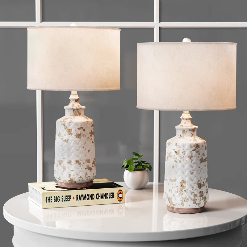 Tomisin Retro Resin Linen Lampshade Table Lamps (Set of 2)