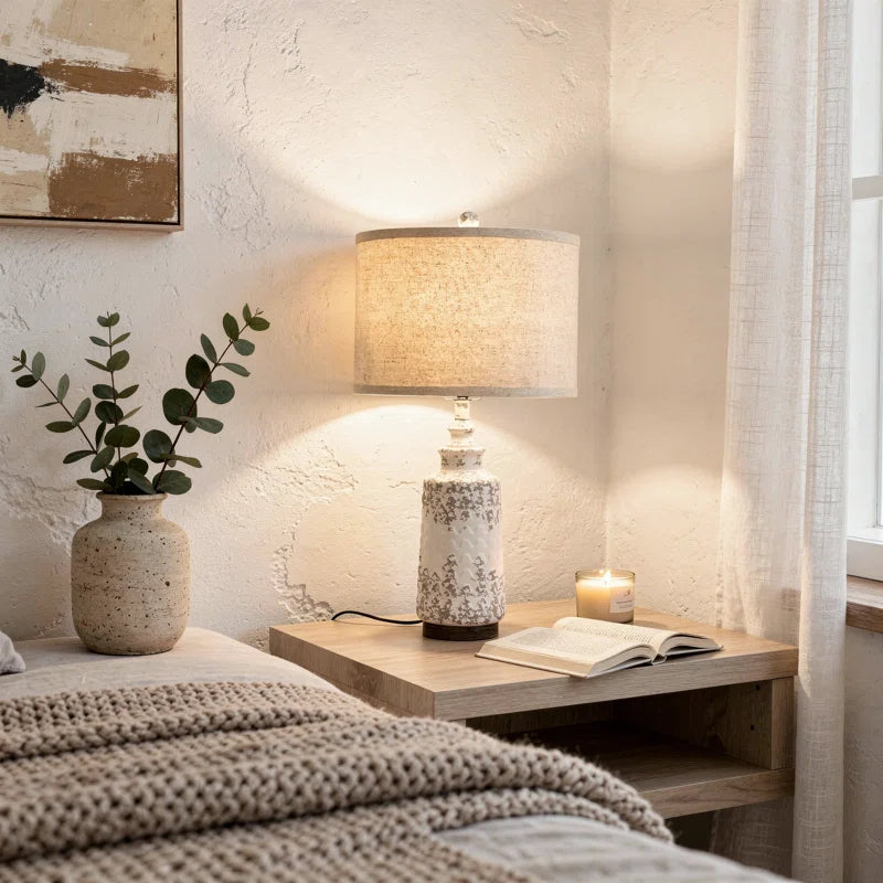 Tomisin Retro Resin Linen Lampshade Table Lamps (Set of 2)