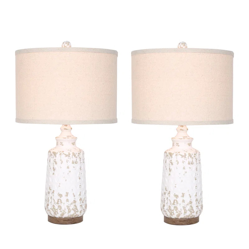 Tomisin Retro Resin Linen Lampshade Table Lamps (Set of 2)