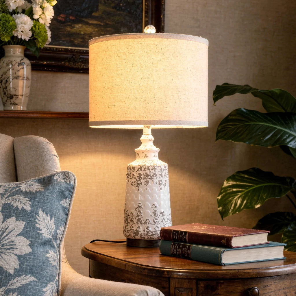 Tomisin Retro Resin Linen Lampshade Table Lamps (Set of 2)