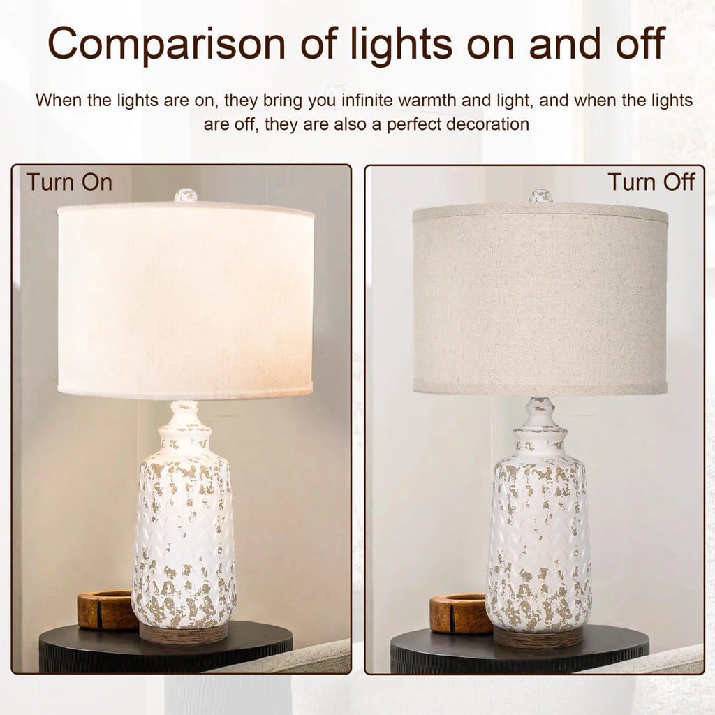 Tomisin Retro Resin Linen Lampshade Table Lamps (Set of 2)