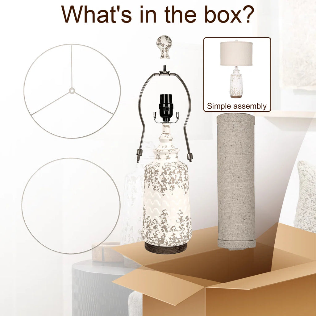 Tomisin Retro Resin Linen Lampshade Table Lamps (Set of 2)