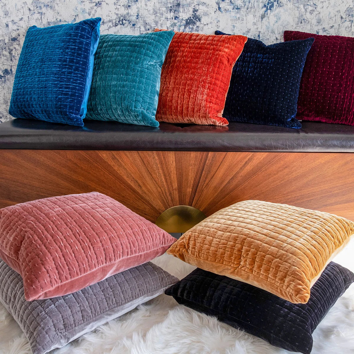 Layla Solid Colour Navy Throw Cushions