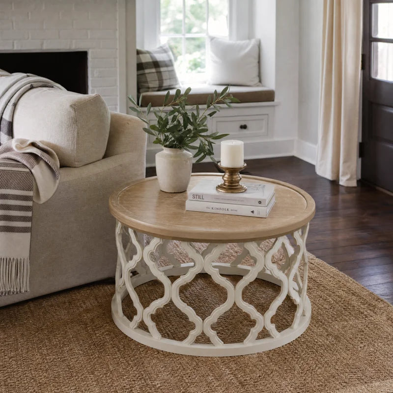Mayenne Rustic Farmhouse Round Coffee Table