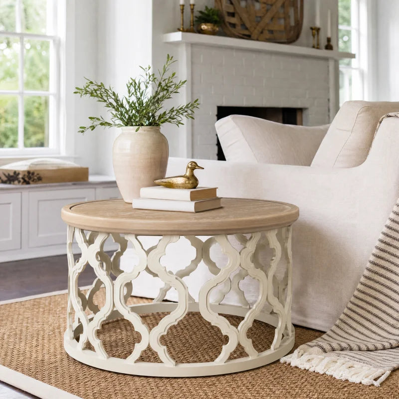 Mayenne Rustic Farmhouse Round Coffee Table