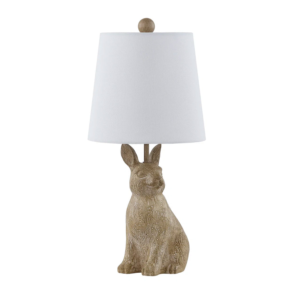 19"H Light Brown Resin Rabbit Table Lamp With Shade