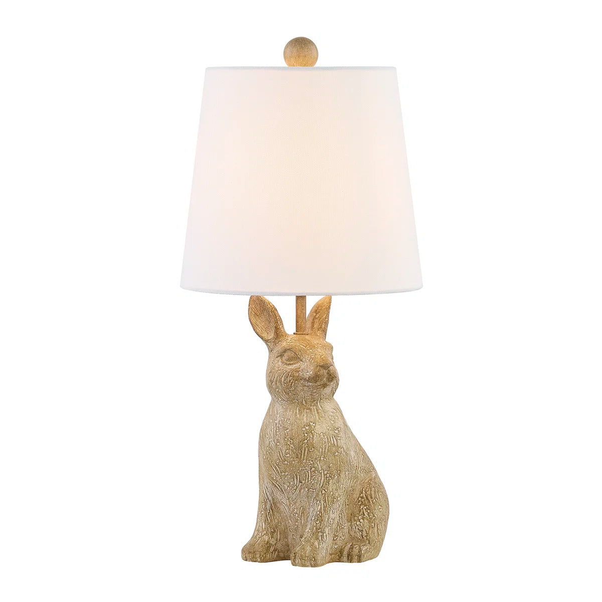 19"H Light Brown Resin Rabbit Table Lamp With Shade