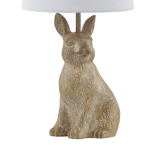 19"H Light Brown Resin Rabbit Table Lamp With Shade