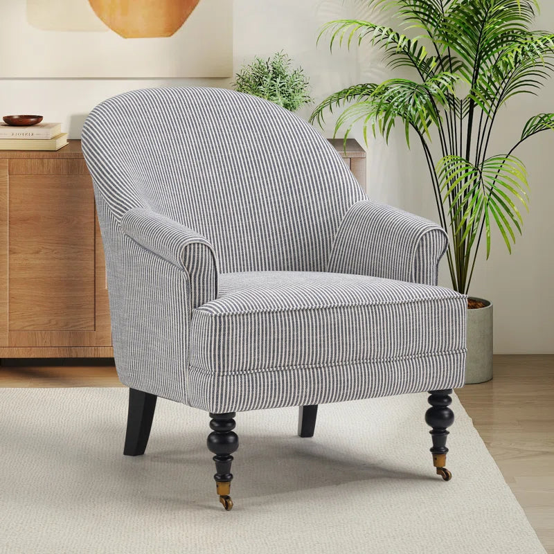 Classic 30-inch Striped Arm Accent Chair