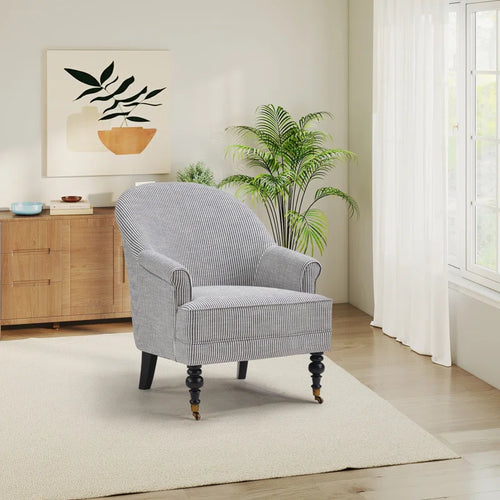 Classic 30-inch Striped Arm Accent Chair