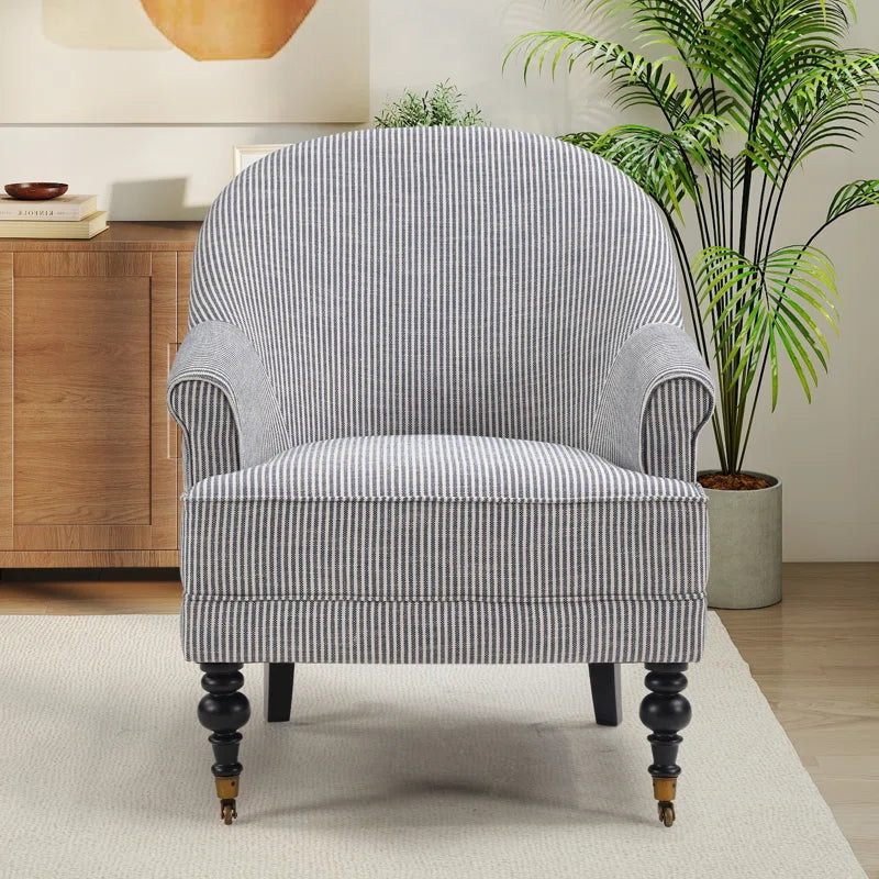 Classic 30-inch Striped Arm Accent Chair