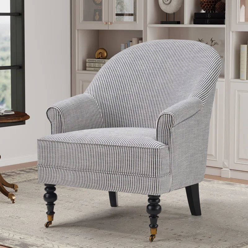 Classic 30-inch Striped Arm Accent Chair